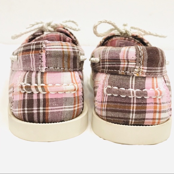 NEW Sebago Seashore Two-Eye Boat Shoe, Pink Plaid - Picture 5 of 8